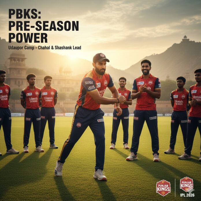 Yuzvendra Chahal and Shashank Singh during Punjab Kings IPL 2026 training camp in Udaipur